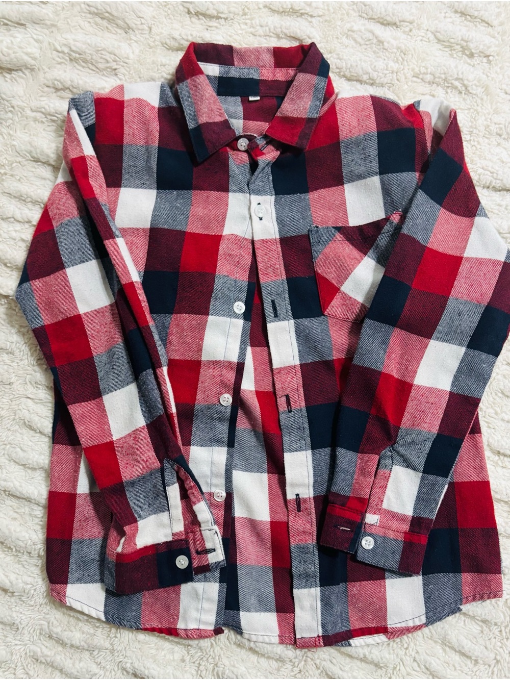 Kids Red Plaid Button-Down Shirt - Classic Buffalo Check